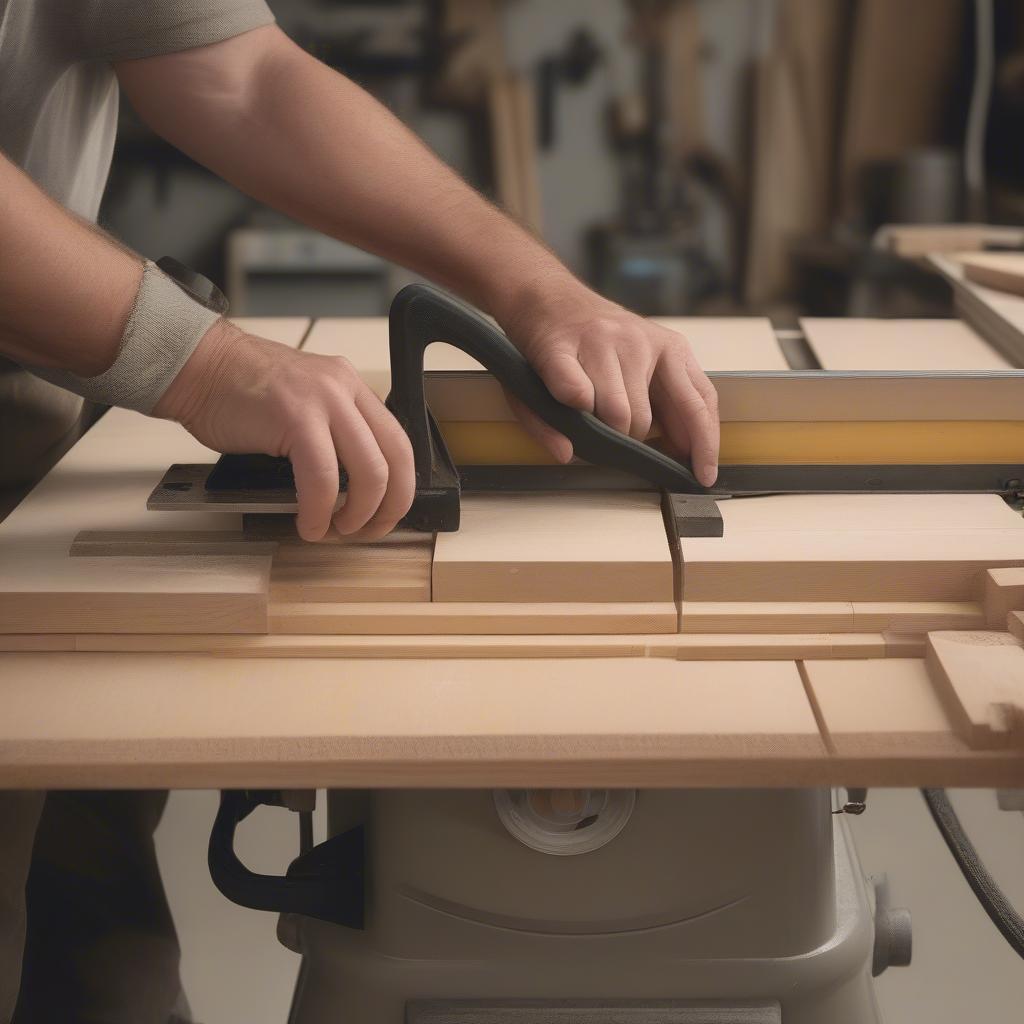 Cutting wood strips for a basket weave cutting board