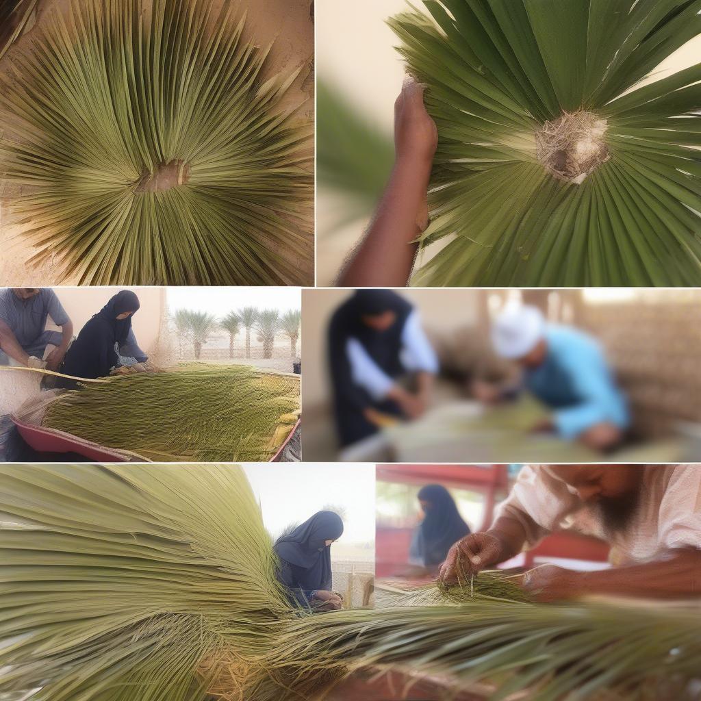 Using date palm leaves in Bahraini basket weaving