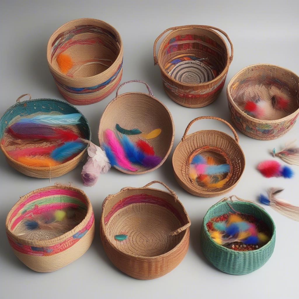 Decorated Handmade Baskets in Various Styles