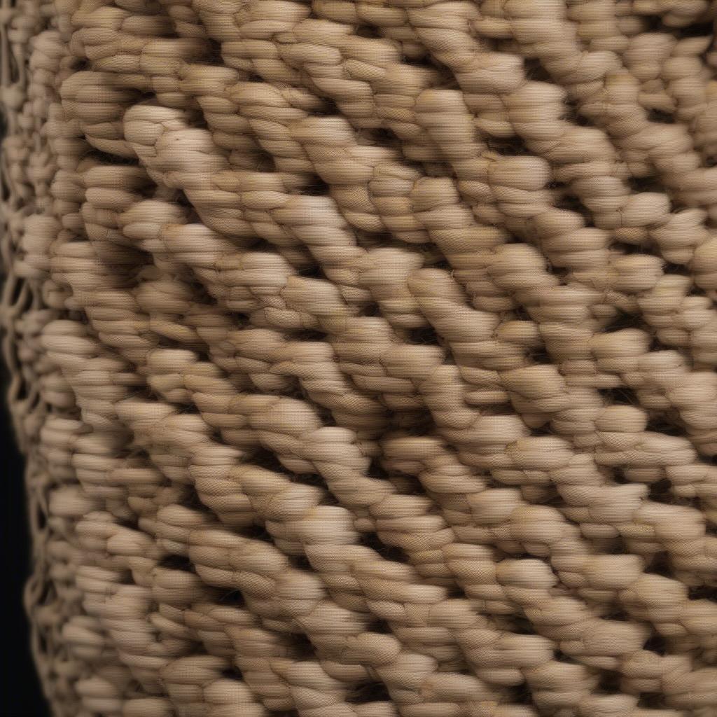 Close-up view of a desmo woven bag, showcasing the intricate weaving pattern and natural fiber material.