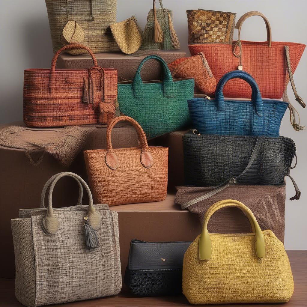 A variety of desmo woven bags in different colors, sizes, and styles, showcasing the diversity available within this category.