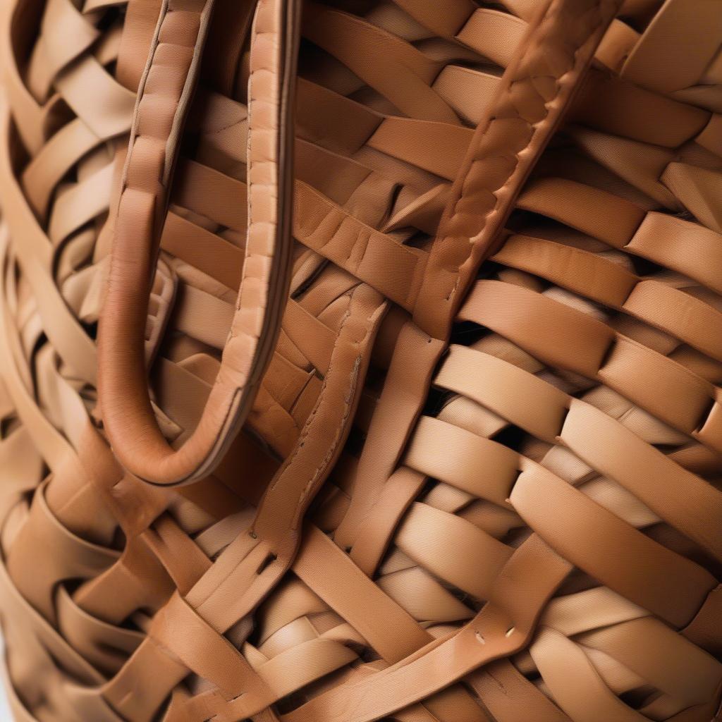 Close-up view of a destiny basket weave satchel showcasing the intricate weave pattern