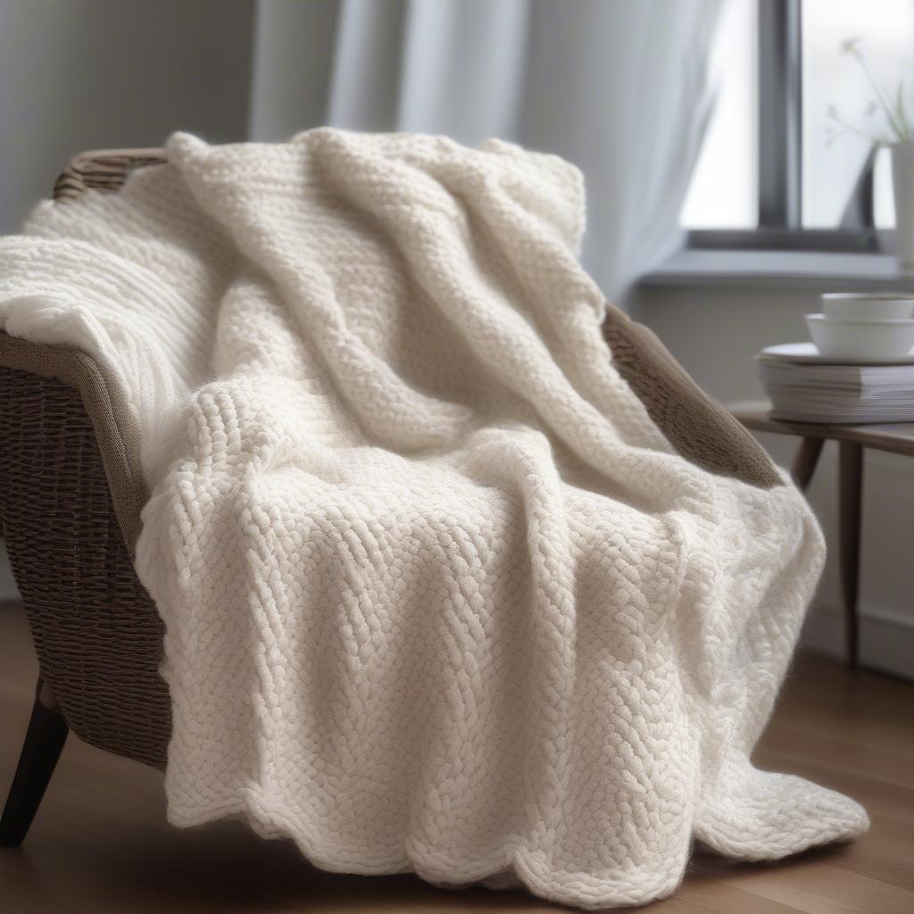 Diagonal Basket Weave Knit Blanket