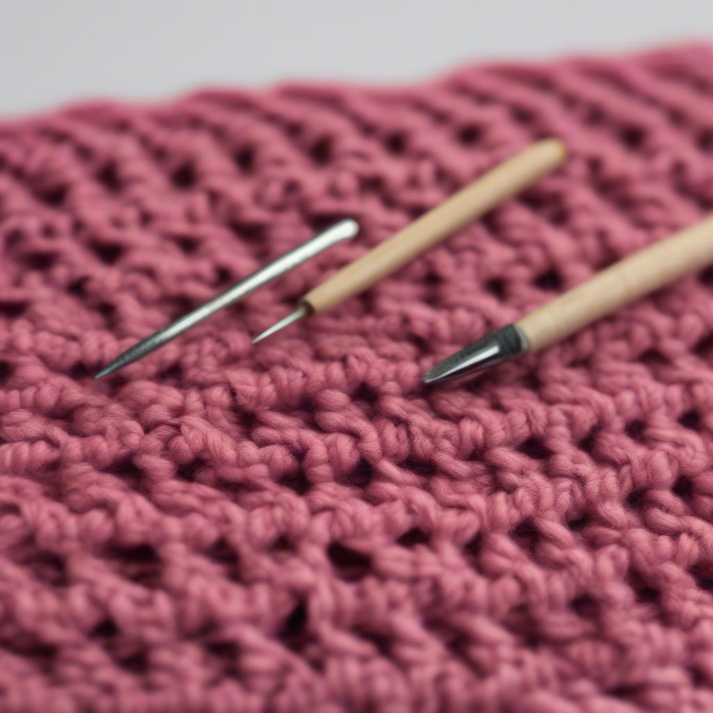 Crocheting the diagonal basket weave stitch showing the hook placement for FPDC and BPDC stitches.