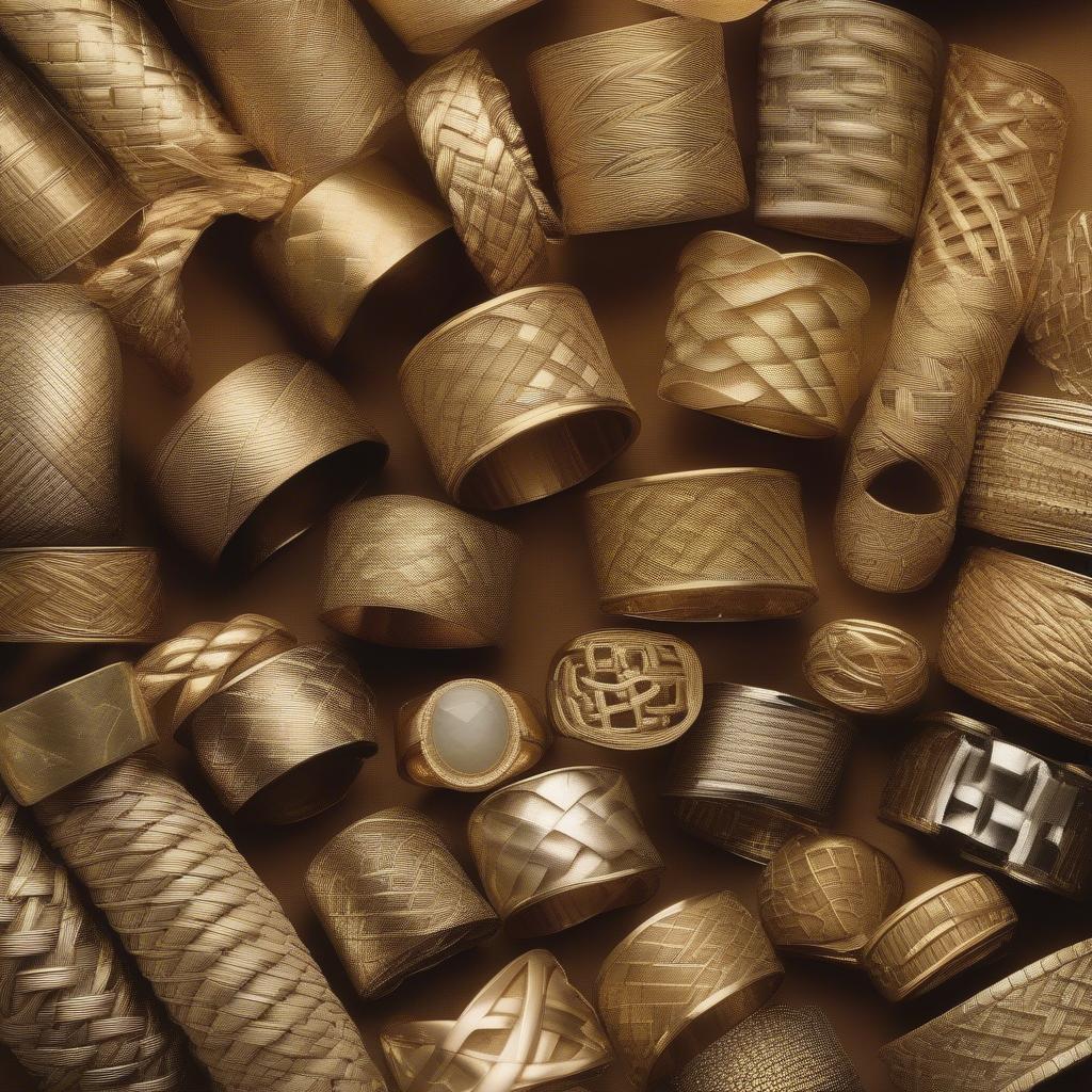 Variety of Basket Weave Patterns on Gold Rings