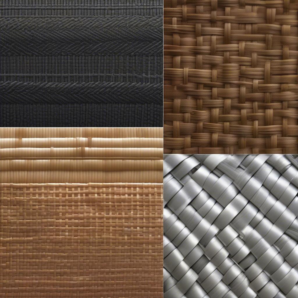 Different basket weave patterns and variations, including plain weave, twill weave, and herringbone weave.