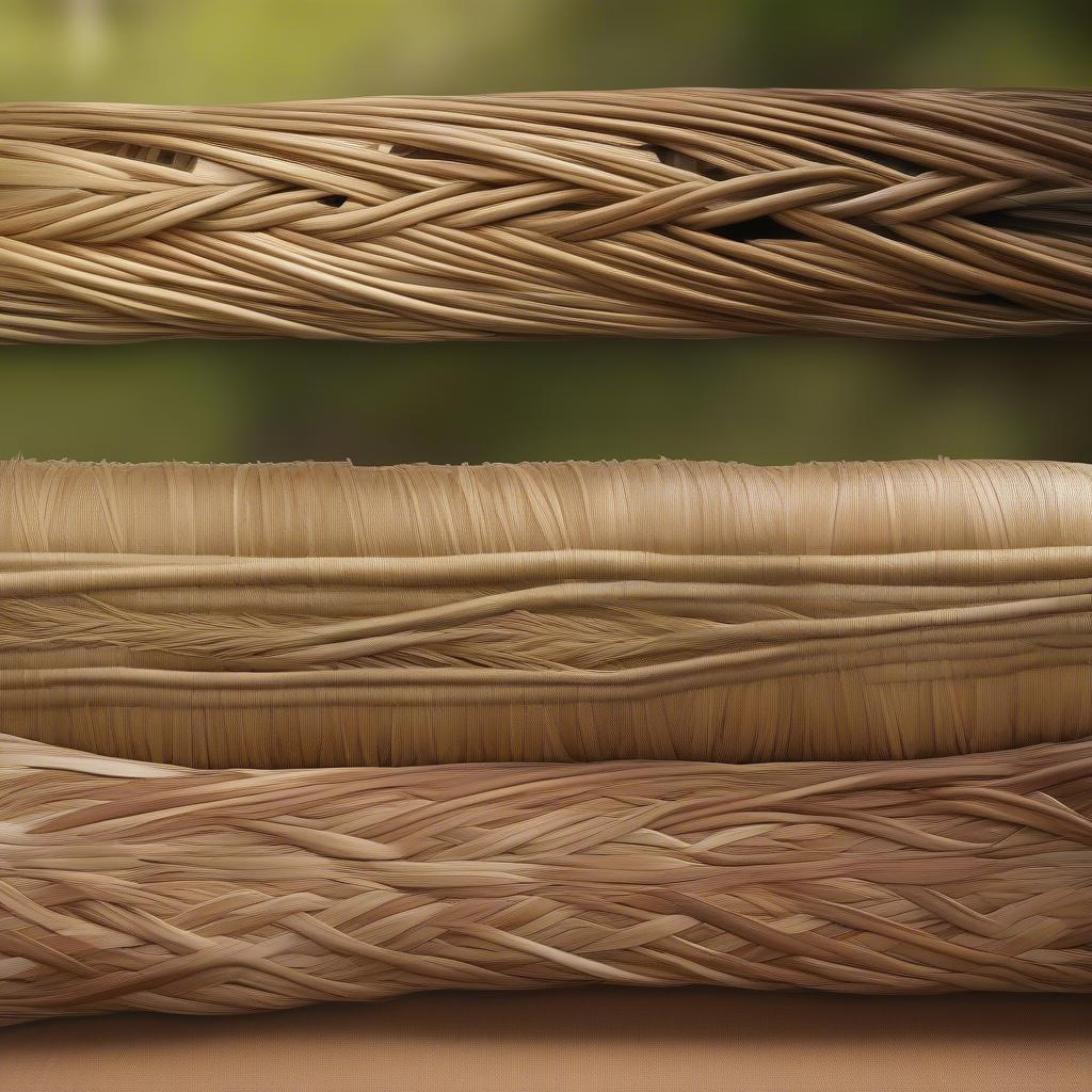 Various materials for basket weaving including rattan, reed, and willow.