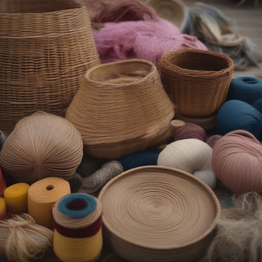 Various materials for basket weaving