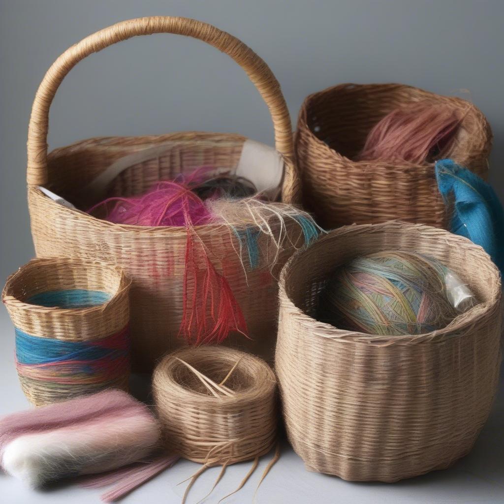 Various Basket Weaving Materials:  Explore different materials like reed, willow, yarn, and even recycled materials.