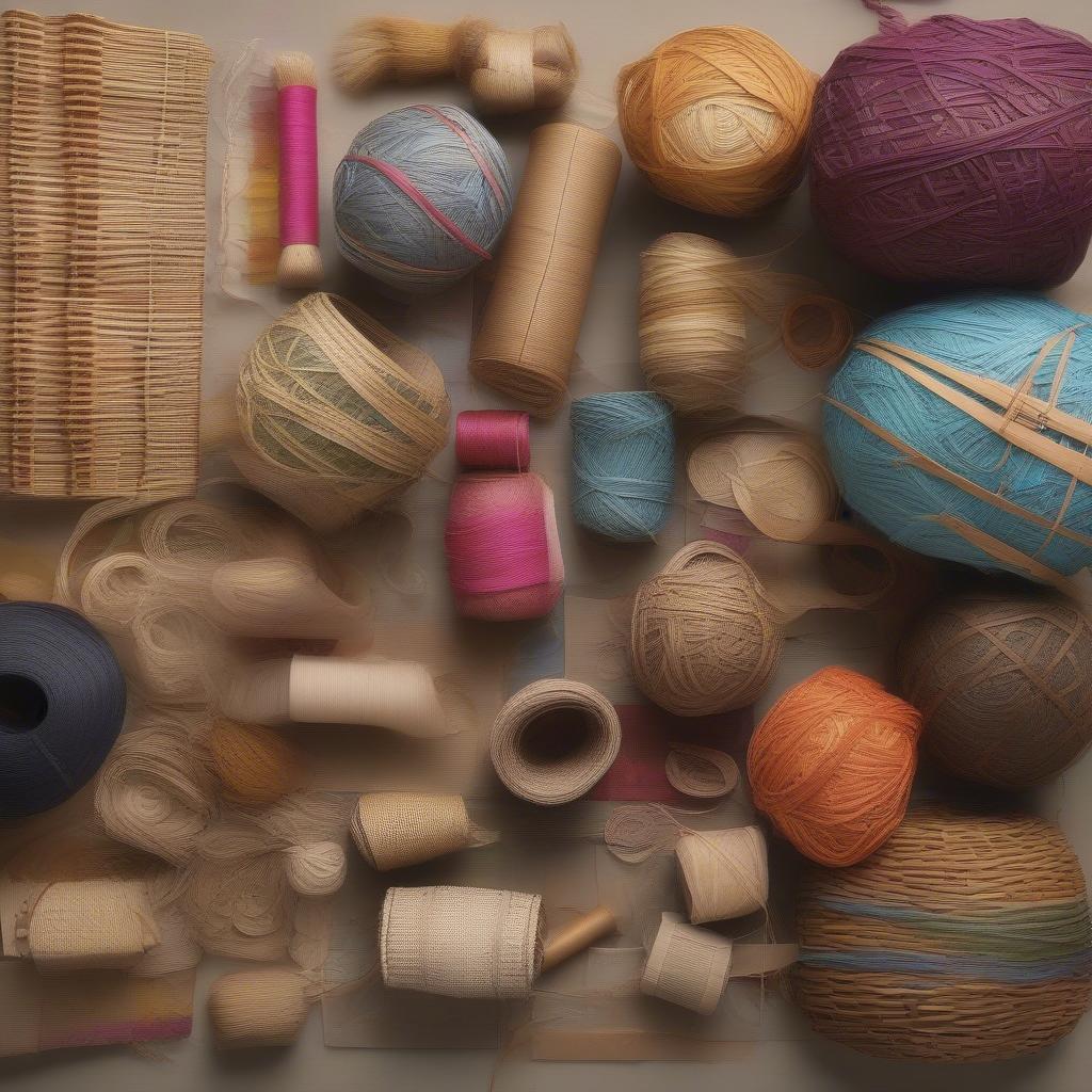 Variety of basket weaving materials for kids