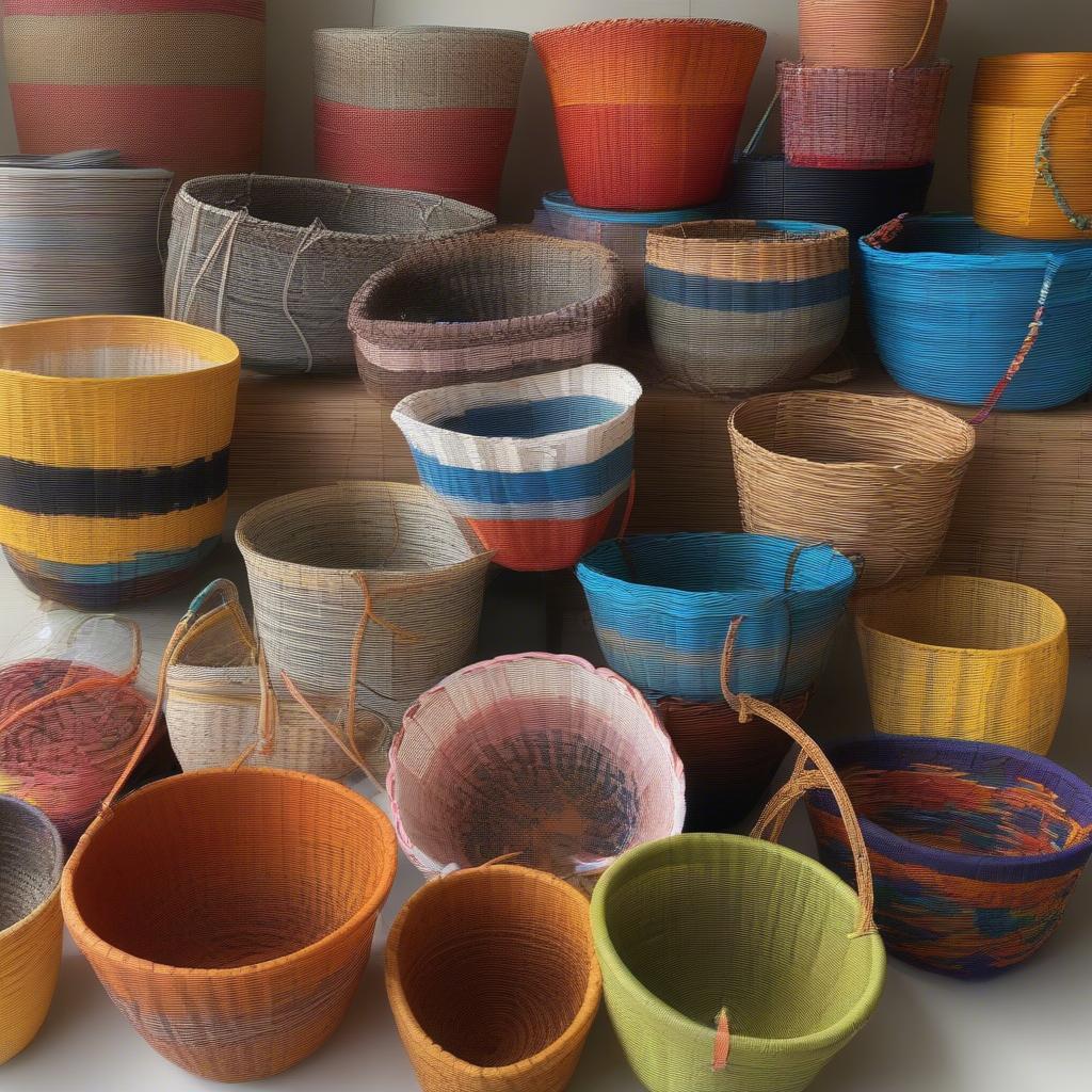 Different Basket Weaving Patterns with Plastic Wire