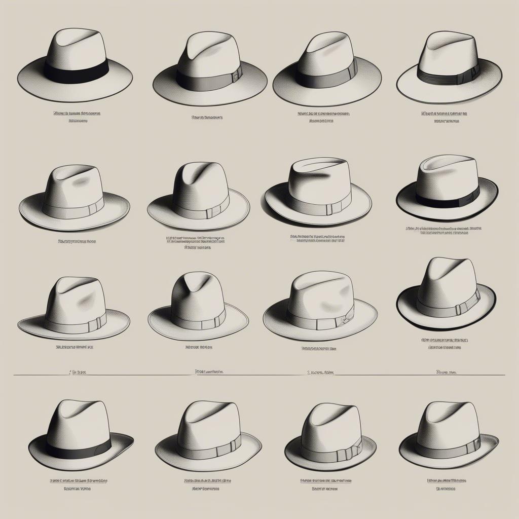 Panama hats with different brim widths