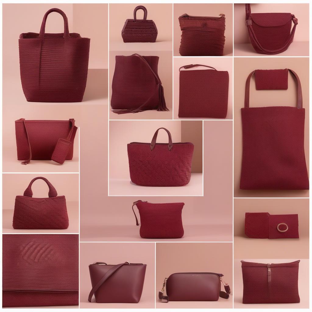 Different Burgundy Woven Bag Styles