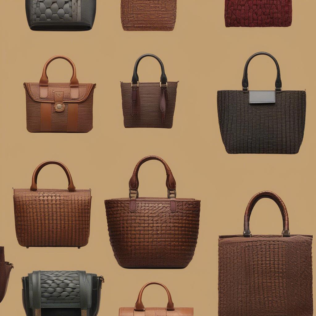 Variety of destiny basket weave satchels in different styles and sizes