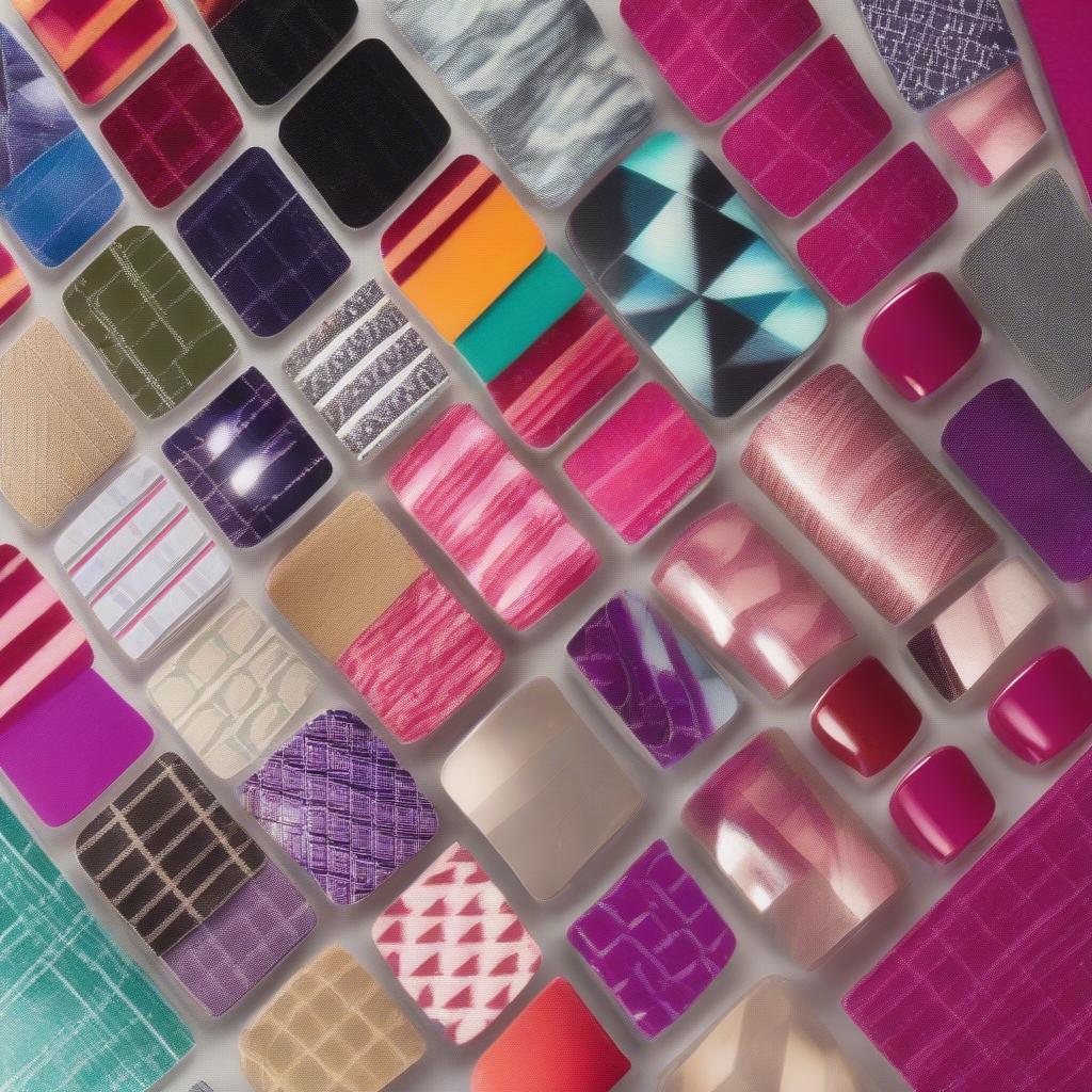 Various jamberry nail wraps showcasing different basket weave patterns