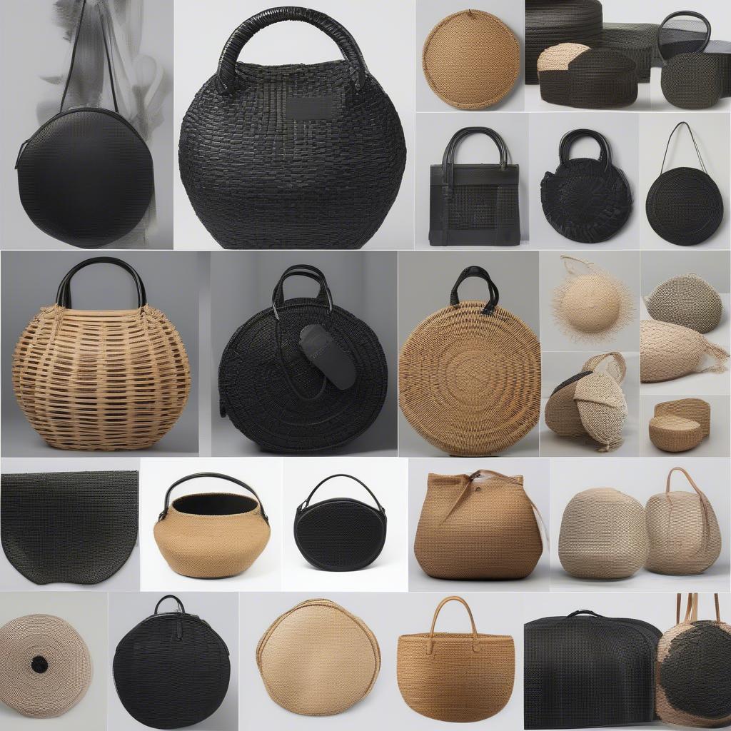 Variety of materials used in Black Woven Circle Bags