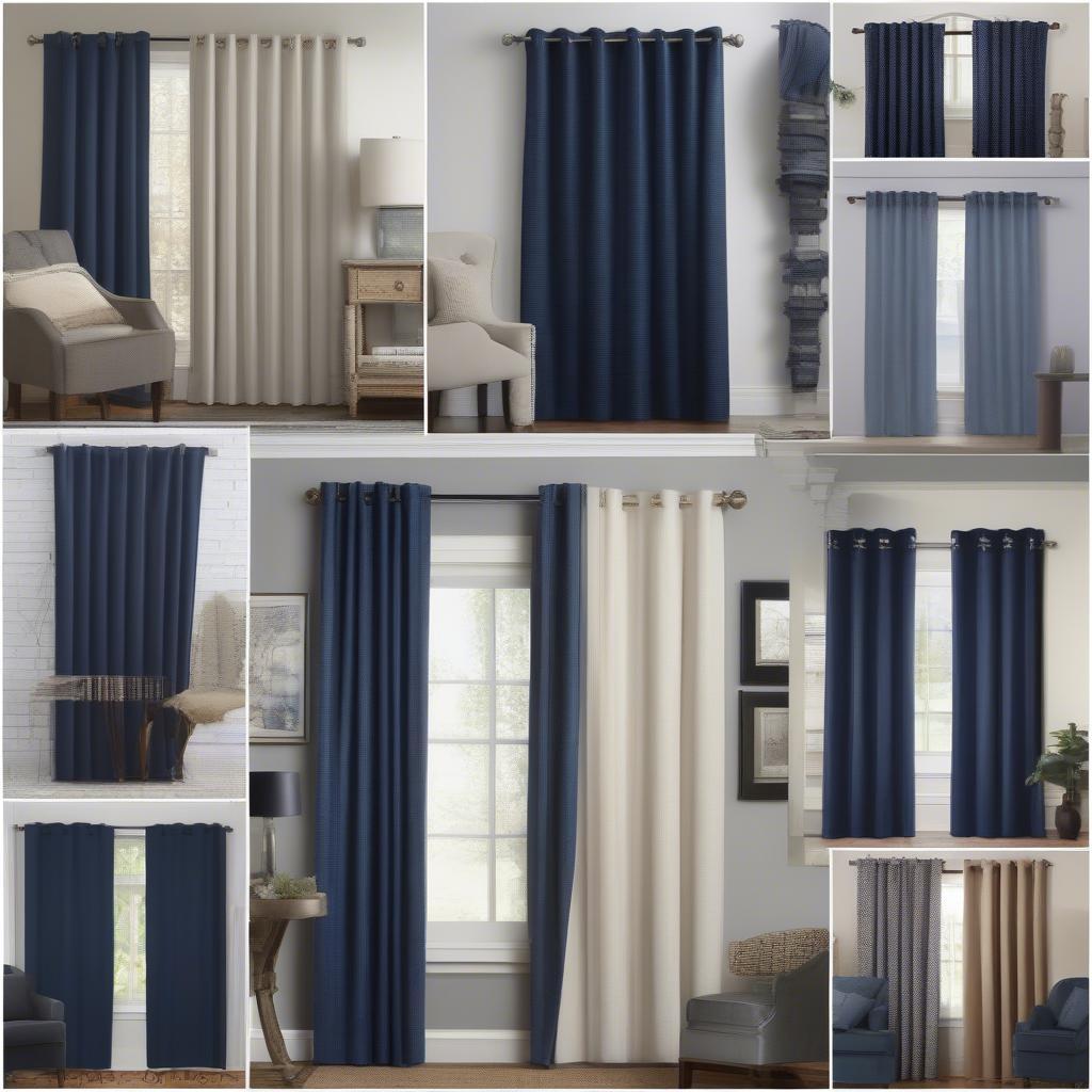 Variety of Navy Basket Weave Curtain Styles