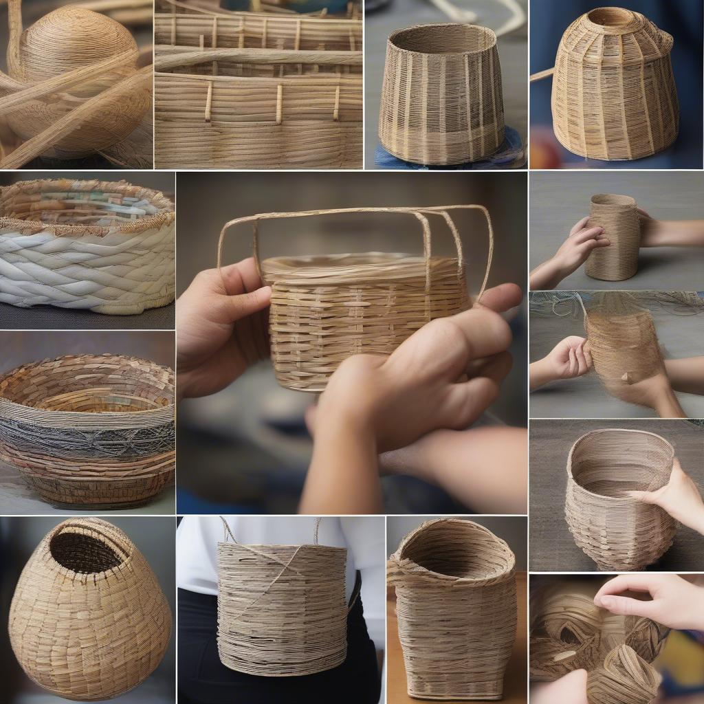 Various Newspaper Basket Weaving Techniques