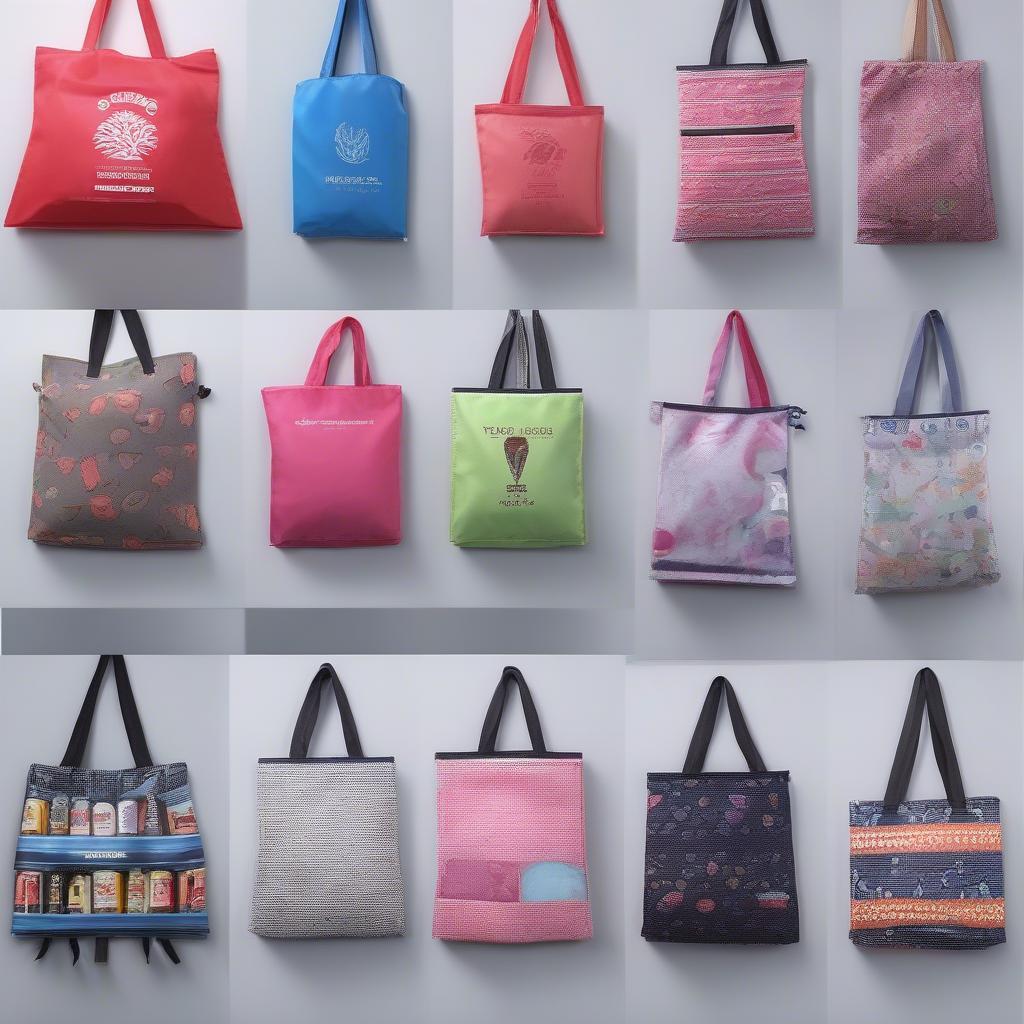 Different styles of non-woven bags, showcasing tote bags, drawstring bags, backpacks, and cooler bags