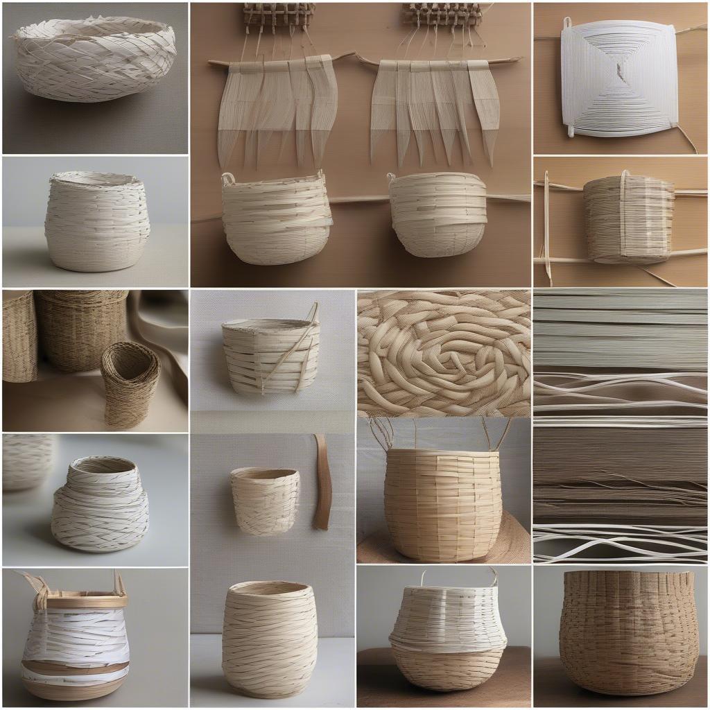 Various paper basket weaving techniques