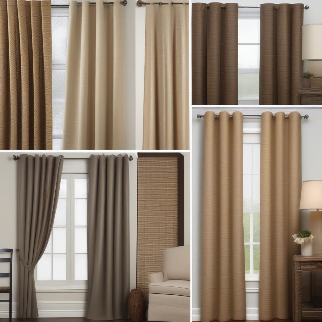 Various parker basket weave curtains showcasing different materials, colors, and textures.