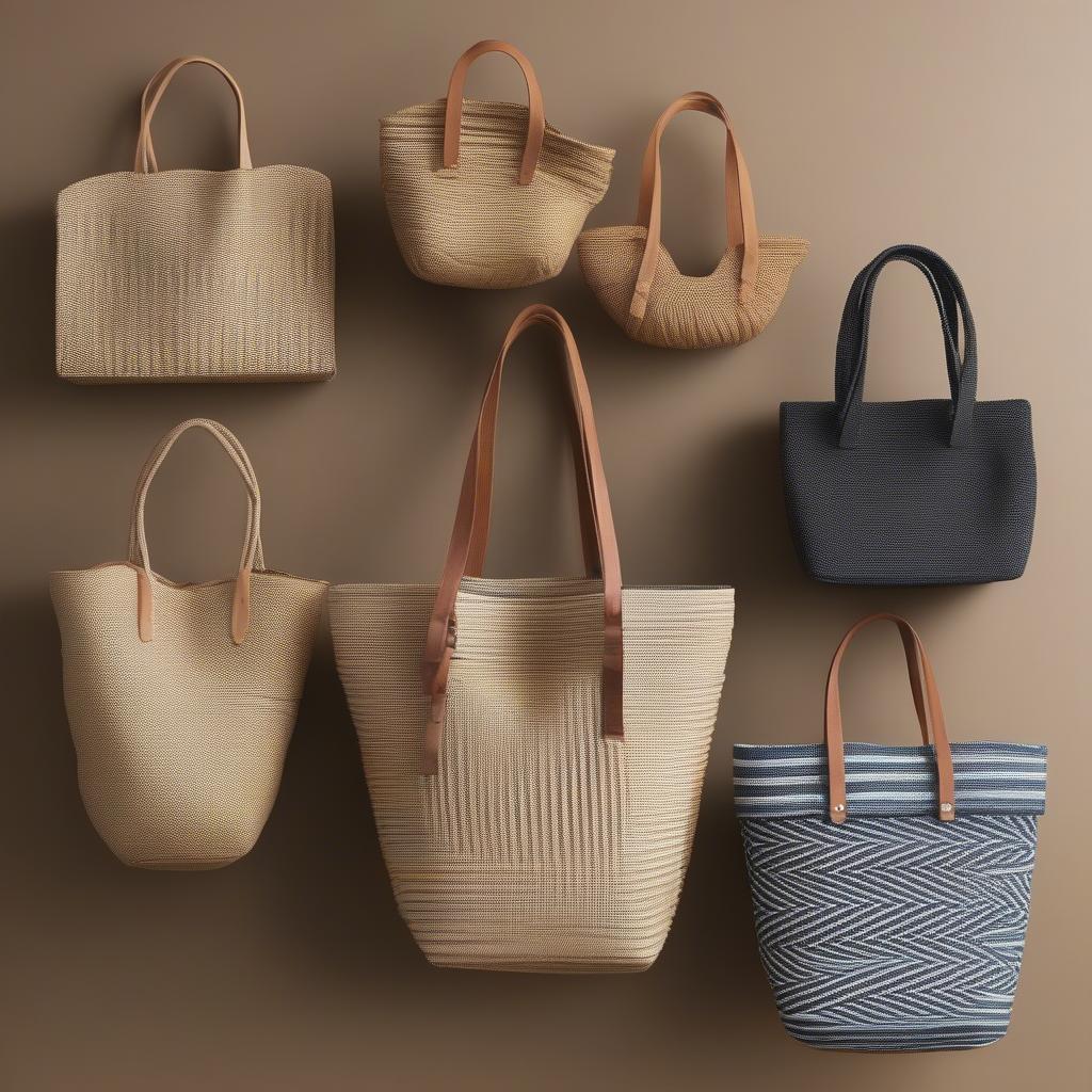 Different Sizes and Styles of Basket Weave Tote Bags