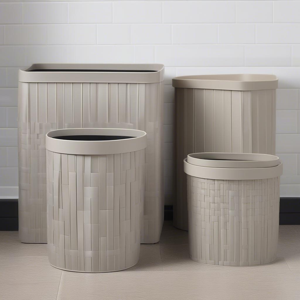 Various Sizes of Resin Basket Weave Trash Cans