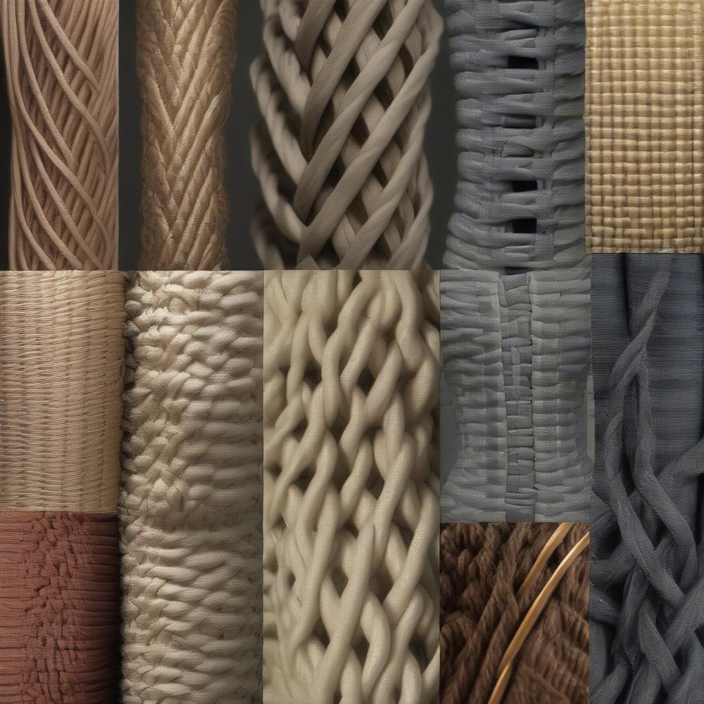 Variety of basket weave rope corsets showcasing different designs and materials.