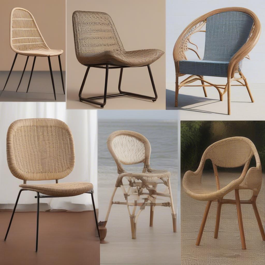 Various styles of weave tubular chairs showcasing different designs and materials