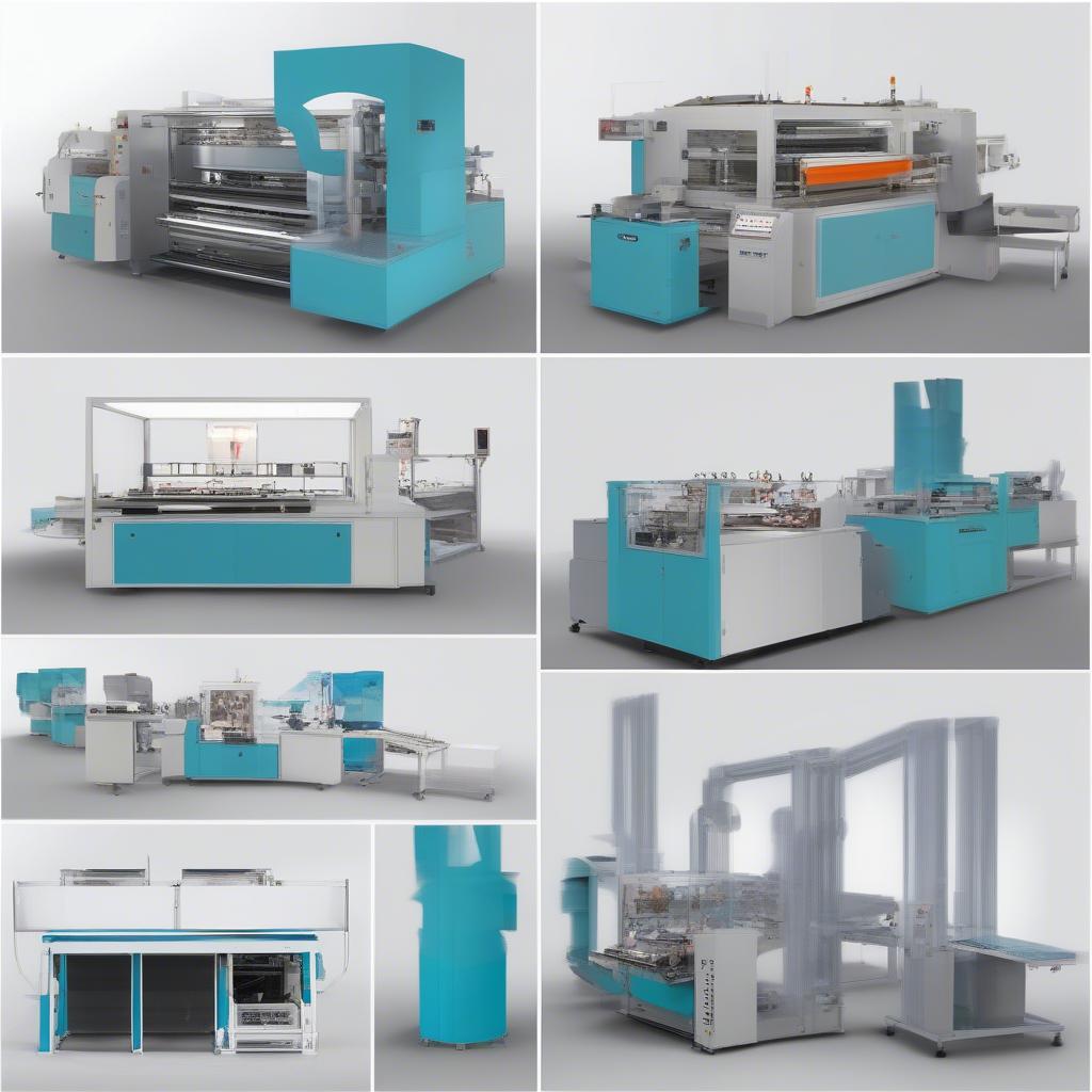 Different types of non-woven bag machines illustrating varying levels of automation.