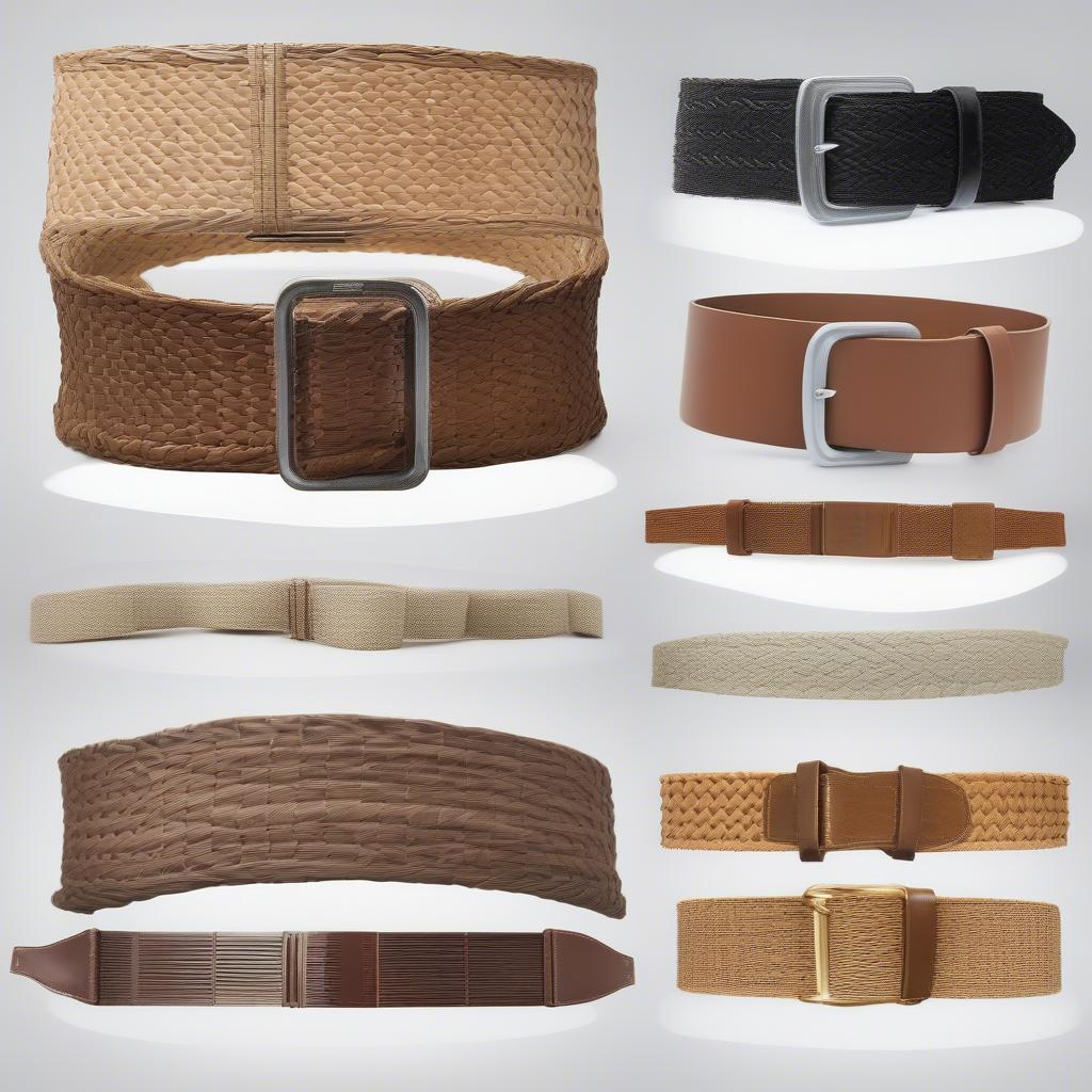 Variety of basket weave back brace duty belts showcasing different materials, weave patterns, and back brace designs.