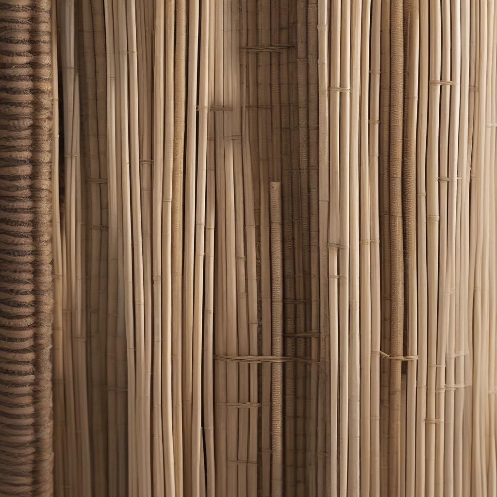 Close-up of wicker, rattan, and seagrass