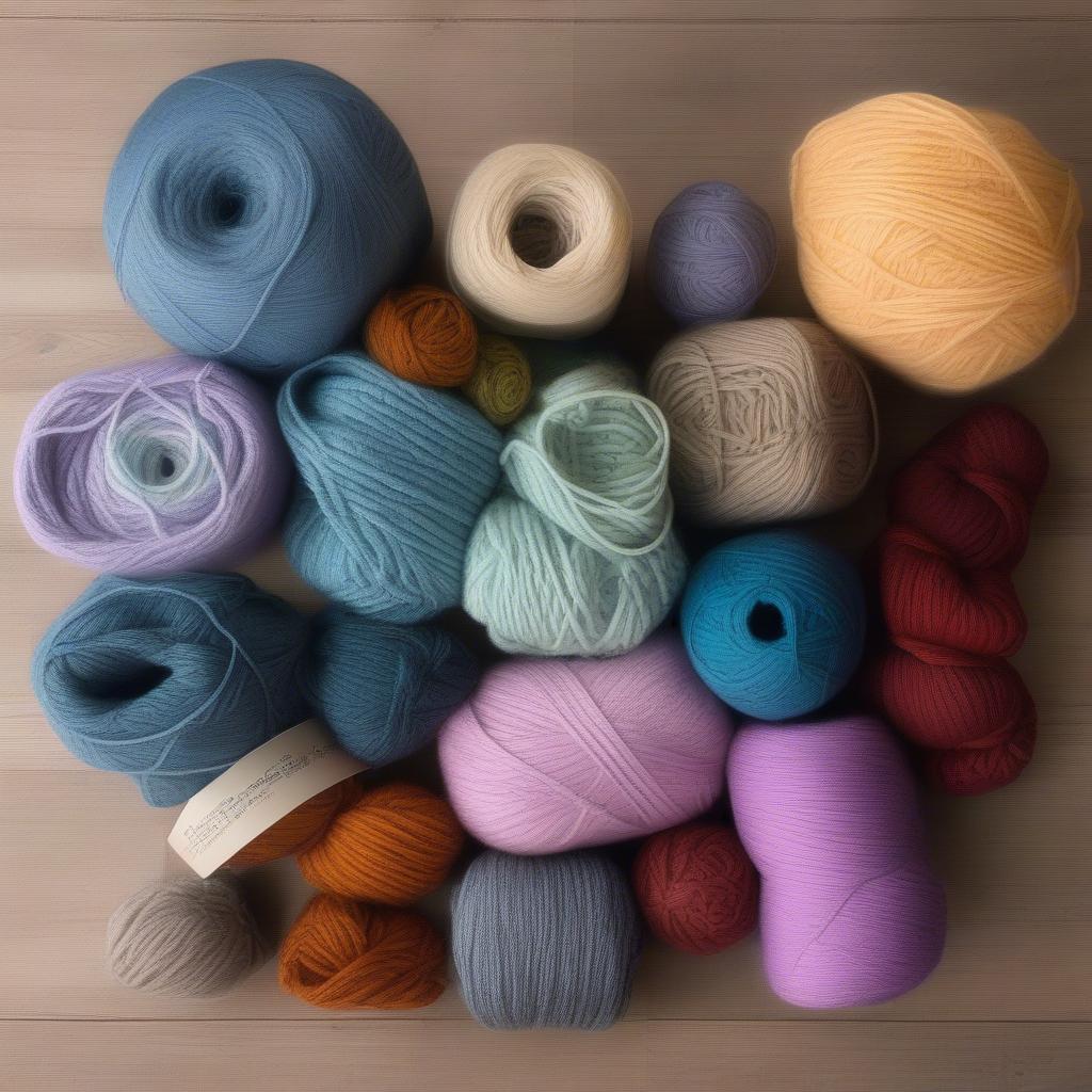 Various types of yarn suitable for arm knitting projects, including wool, merino, chenille, and acrylic blends.