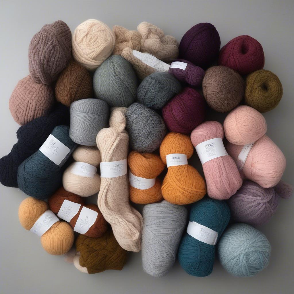 Various yarn types suitable for chunky knit blankets, including merino wool, chenille, and acrylic blends.