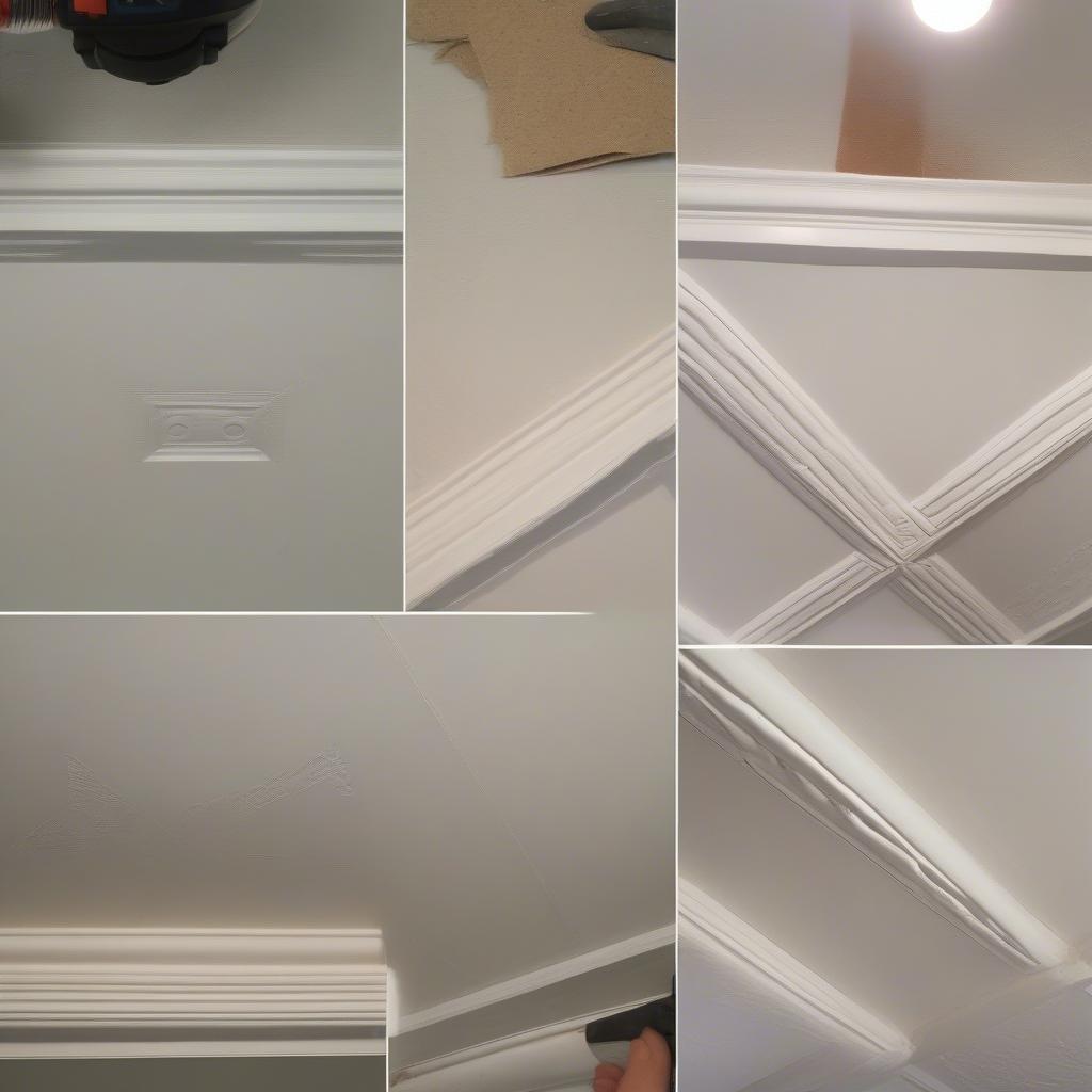 Step-by-step guide on how to install a DIY basket weave ceiling using joint compound.