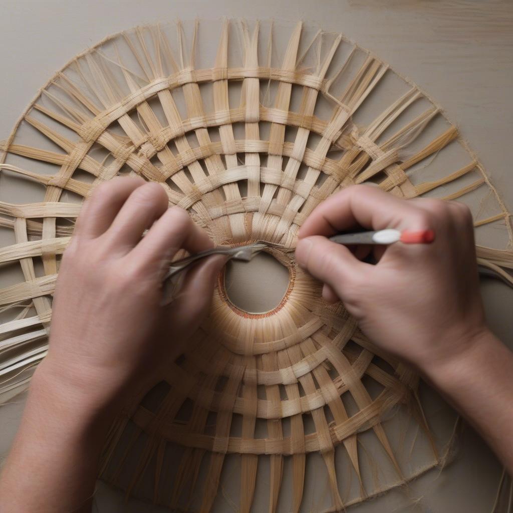 DIY basket weave lampshade project