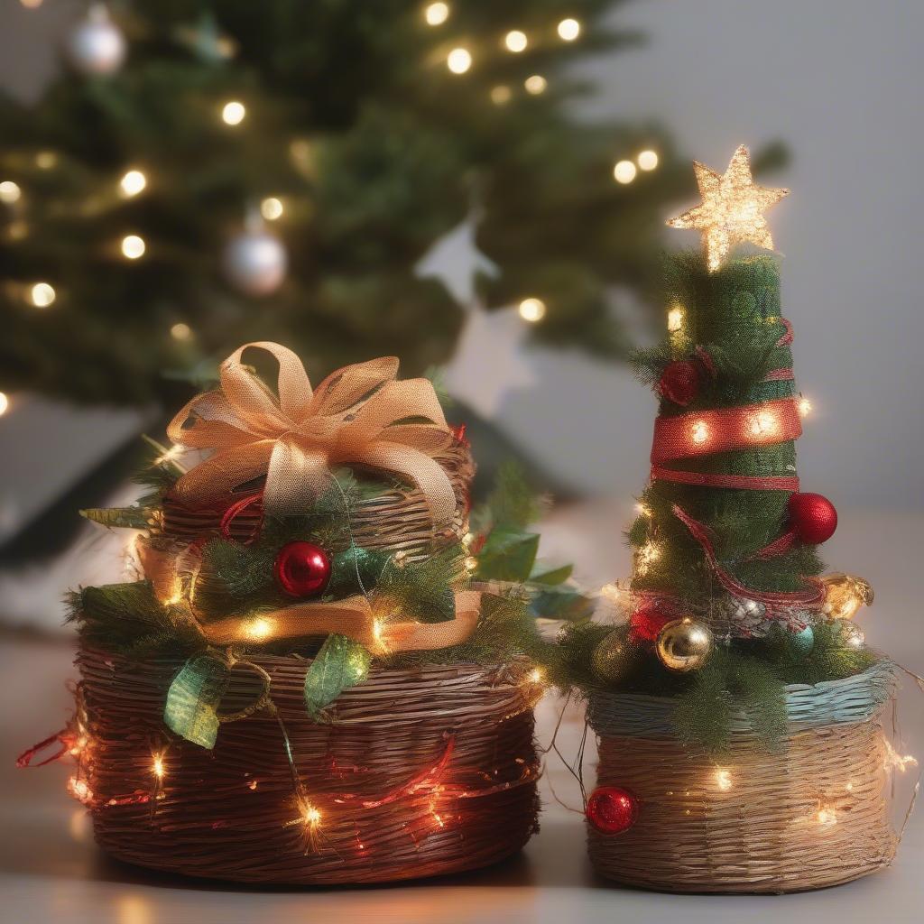 DIY Decorated Basket Weave Tree Collars