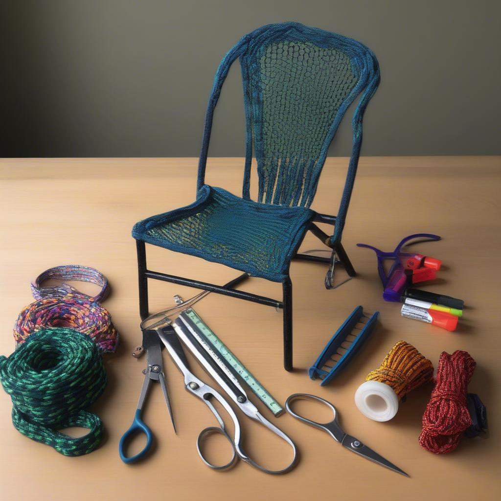 DIY Metal Chair Weaving Paracord Materials