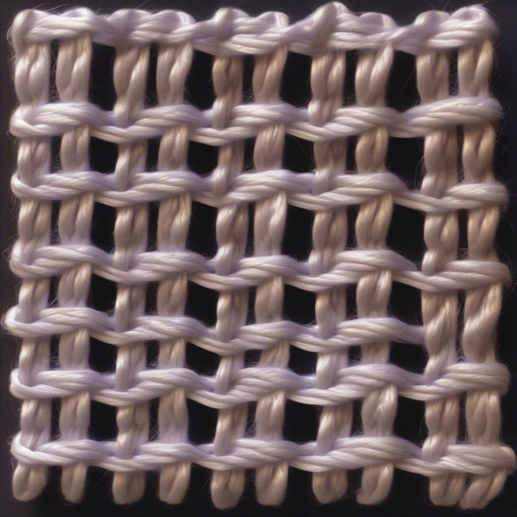 Weaving process of the double basket weave stitch