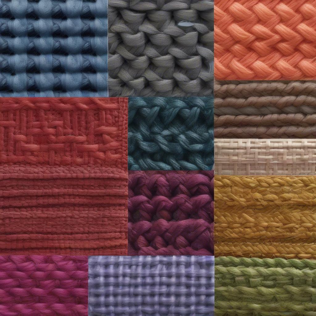 Variations of the double basket weave stitch including triple basket weave and color variations.