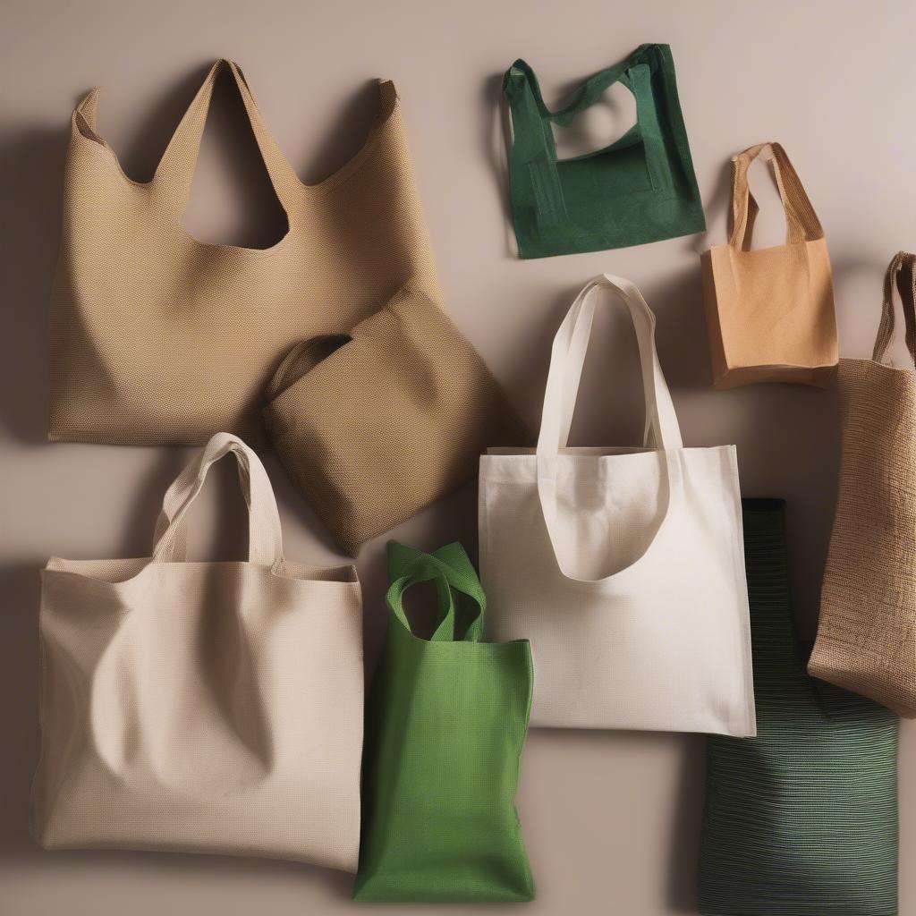 Eco-friendly bag alternatives in Delhi: Image showing various types of reusable bags like jute, cotton, and paper.