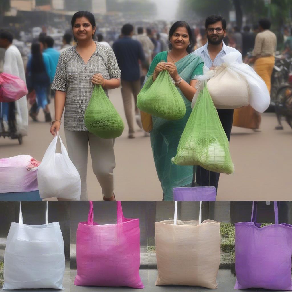 Eco-friendly non-woven bags in use