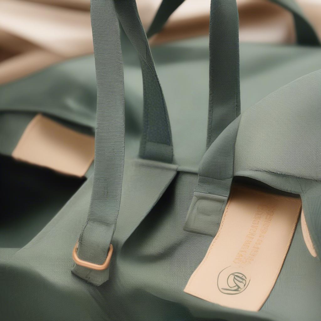 Eco-friendly tote bag features like recycled materials and reinforced stitching