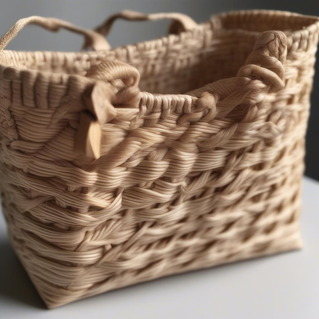 Close-up of an edit58 mini woven basket bag showcasing the intricate weave and natural materials