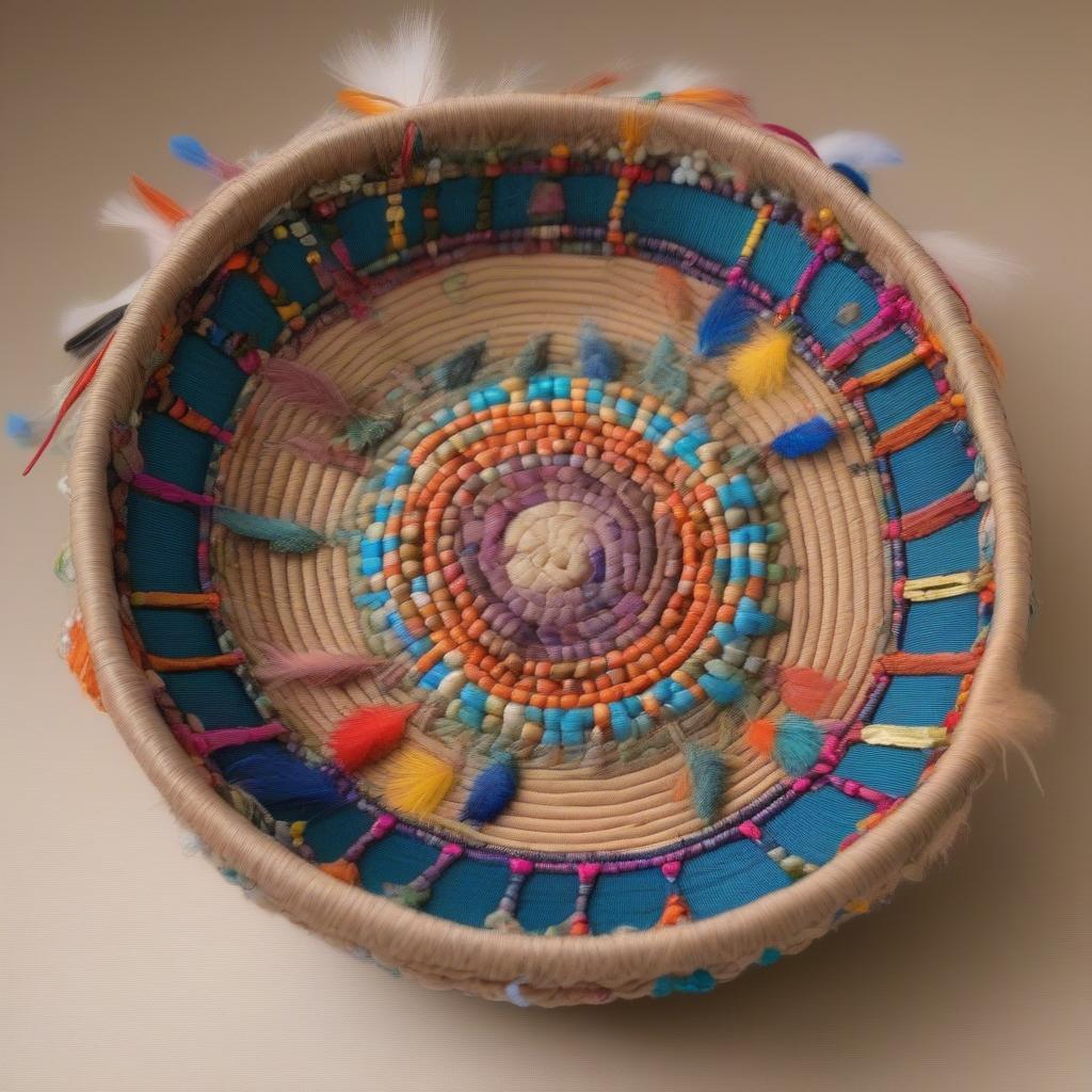 Embellished Circular Loom Basket