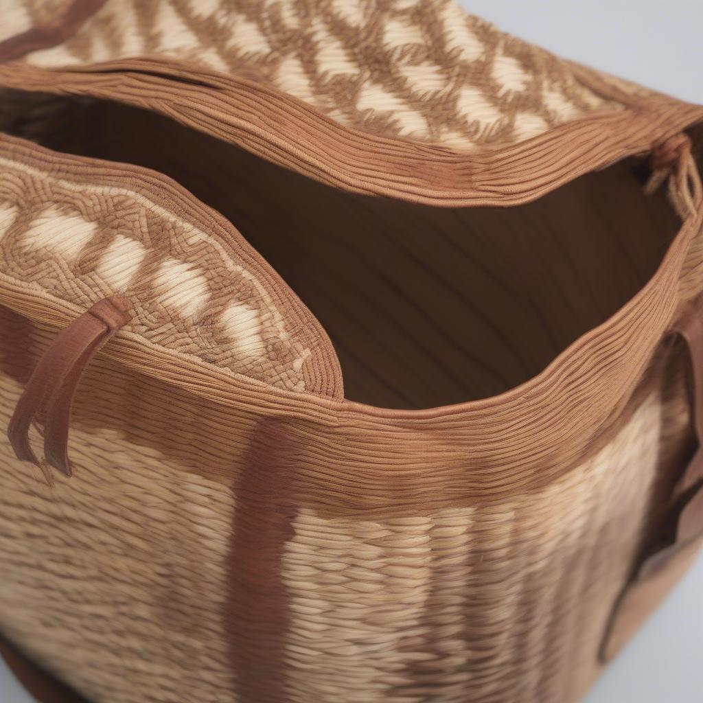 Close-up of an en shalla woven bag showing intricate weaving patterns