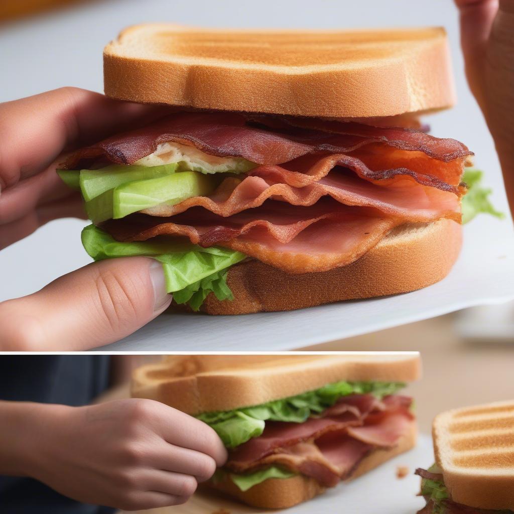 Enjoying the Basket Weave Bacon BLT