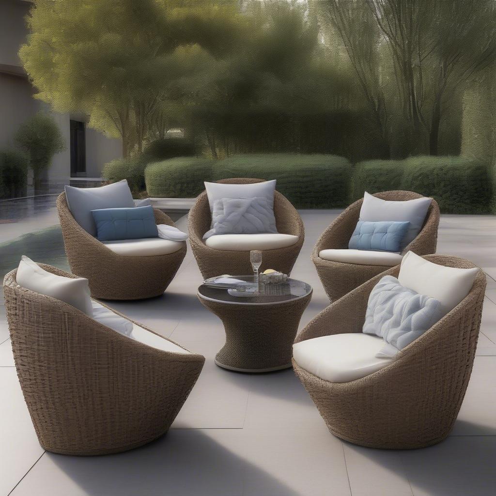 Ergonomic Basket Weave Chairs: Showcases examples of basket weave outdoor chairs with ergonomic designs, highlighting features like comfortable cushions, proper back support, and optimal seat height and depth.