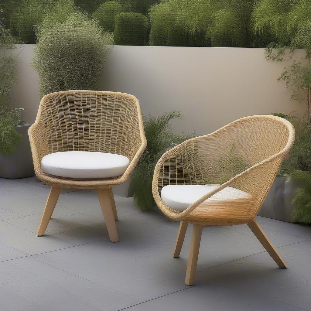 Eric Trine Rod and Weave Chairs on a Patio