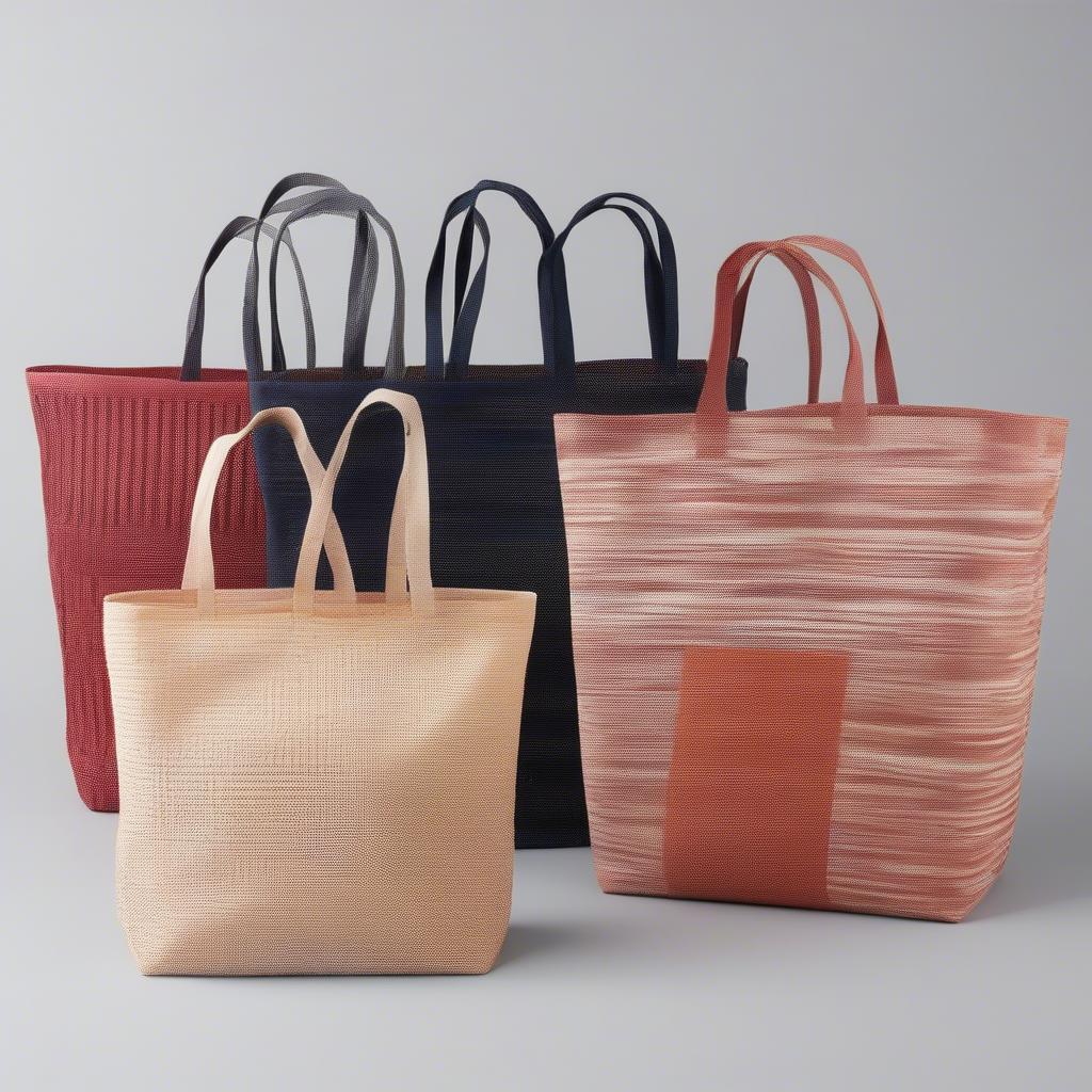 Variety of Essentials Plastic Woven Looking Reusable Tote Bags